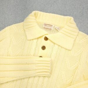 Sears‎ Men's Sportswear Sweater Men's M Yellow Cable Knit Acrylic Cardigan